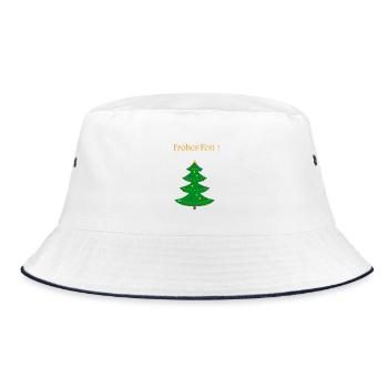 Weihnachtsbaum Frohes Fest - Bucket Hat - Weiß/Navy - Vorne