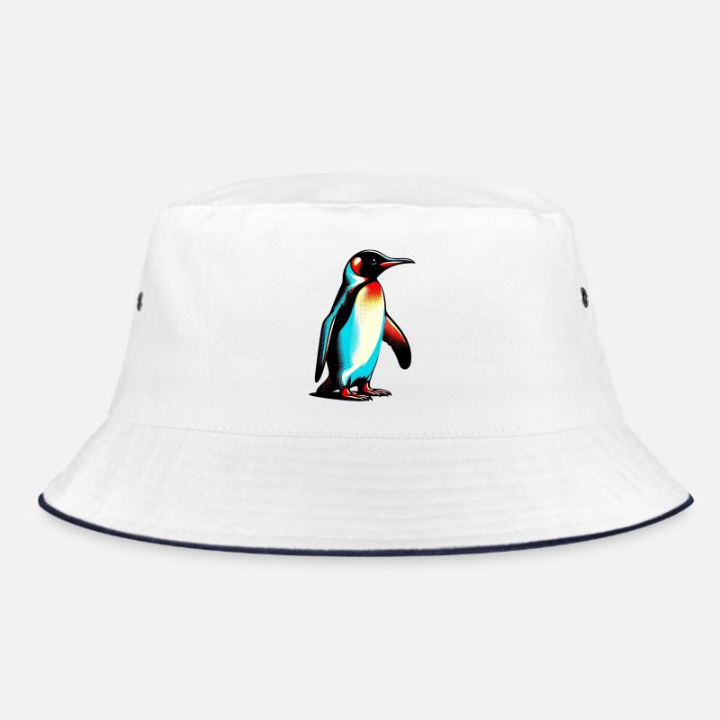 Pinguin - Bucket Hat - Weiß/Navy