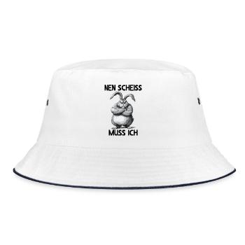 Hase Kaninchen Nen scheiss muss ich - Bucket Hat - Weiß/Navy - Vorne