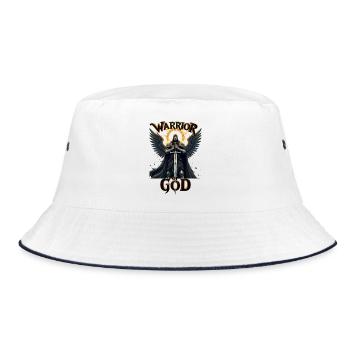 WARRIOR OF GOD - Schwarzer Ritter - Bucket Hat - Weiß/Navy - Vorne