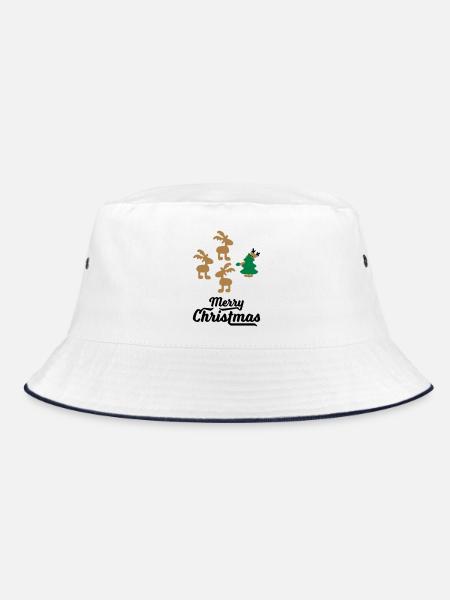 Lustige T-Shirts zu Weihnachten - Bucket Hat - Weiß/Navy - Vorne