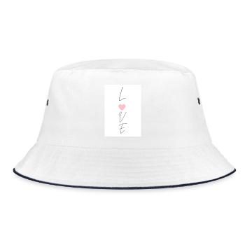 Love thin typography written vertically with heart - Bucket Hat - white/navy - Front