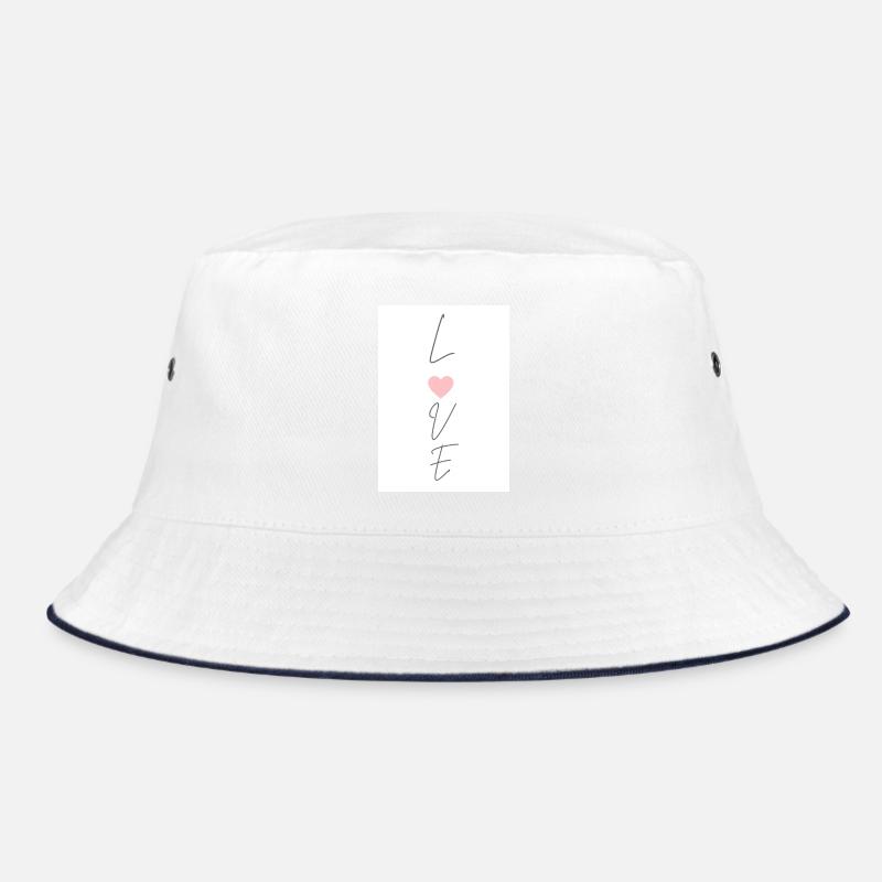 Love thin typography written vertically with heart Bucket Hat