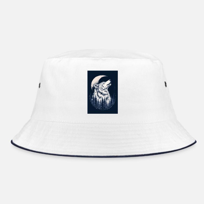 Wolf & Moon – Design de forêt mystique en bleu - Bob - blanc/marine