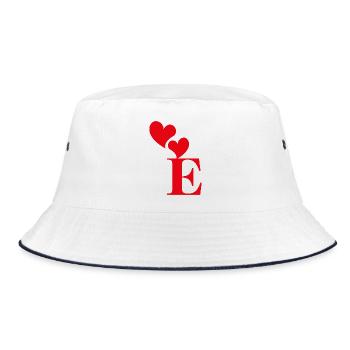 Letter e red heart - Bucket Hat - white/navy - Front