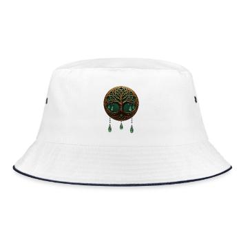 Stylized Tree of Life - Bucket Hat - white/navy - Front