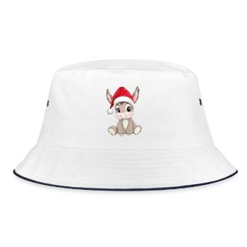 Esel Weihnachten Süß Niedlich Xmas Weihnachtlich - Bucket Hat - Weiß/Navy - Vorne