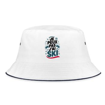 Ich kann nicht Ski fahren - Bucket Hat - Weiß/Navy - Vorne