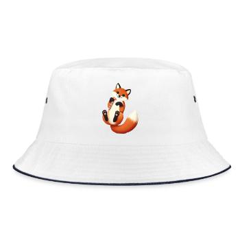 Playful fox with candy cane for Christmas - Bucket Hat - white/navy - Front