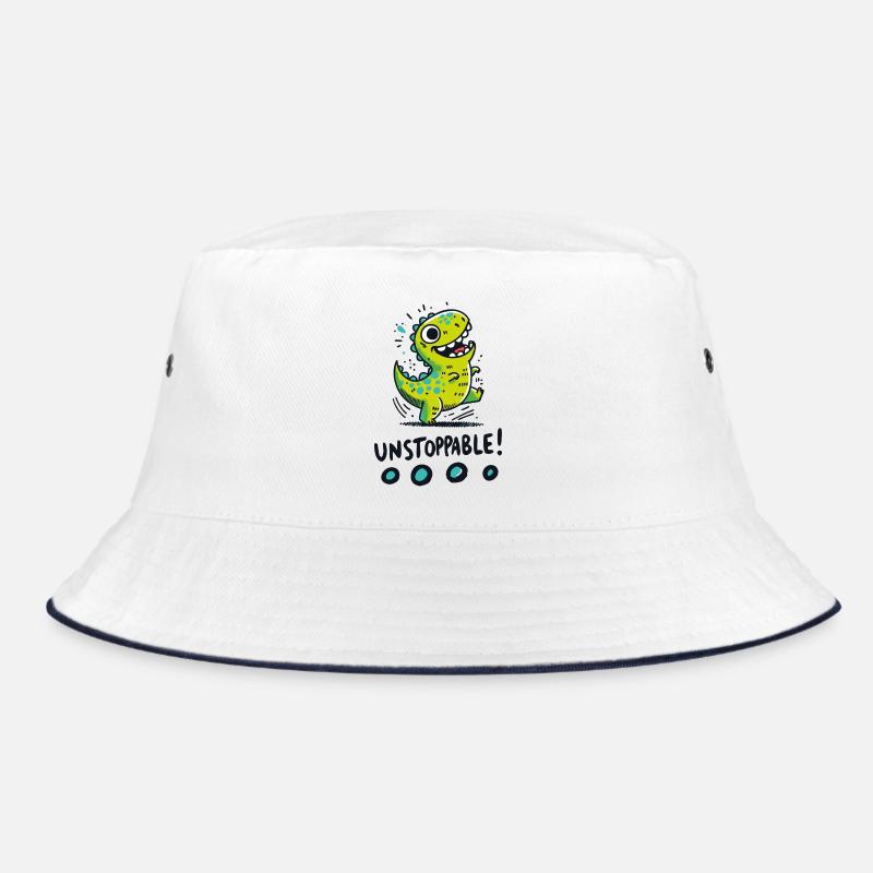 T-Rex Unstoppable – Fun Dinosaur Design - Bucket Hat - white/navy