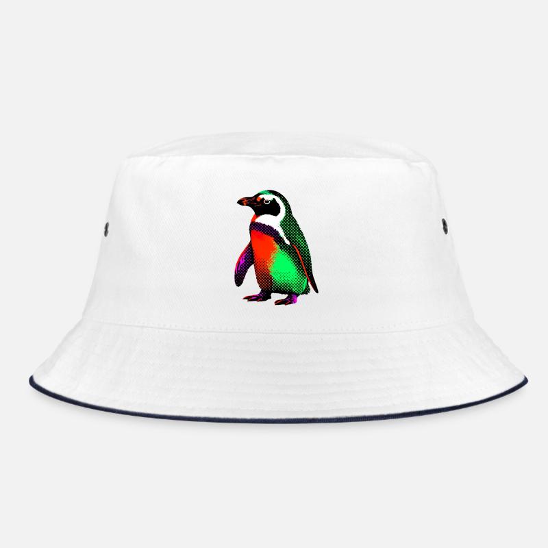 Pinguin - Bucket Hat - Weiß/Navy