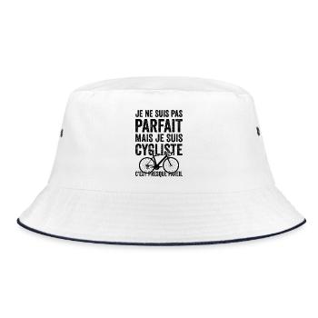 nicht perfekt, aber Radfahrer, Radfahren, Radfahren - Bucket Hat - Weiß/Navy - Vorne