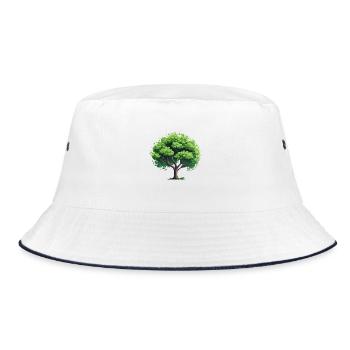 Natürlicher Baum - Bucket Hat - Weiß/Navy - Vorne