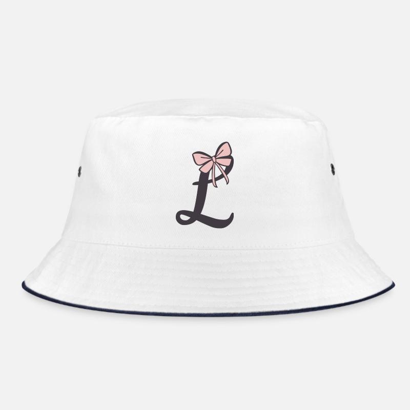 Anfangsbuchstabe L Schleifchen - Bucket Hat - Weiß/Navy