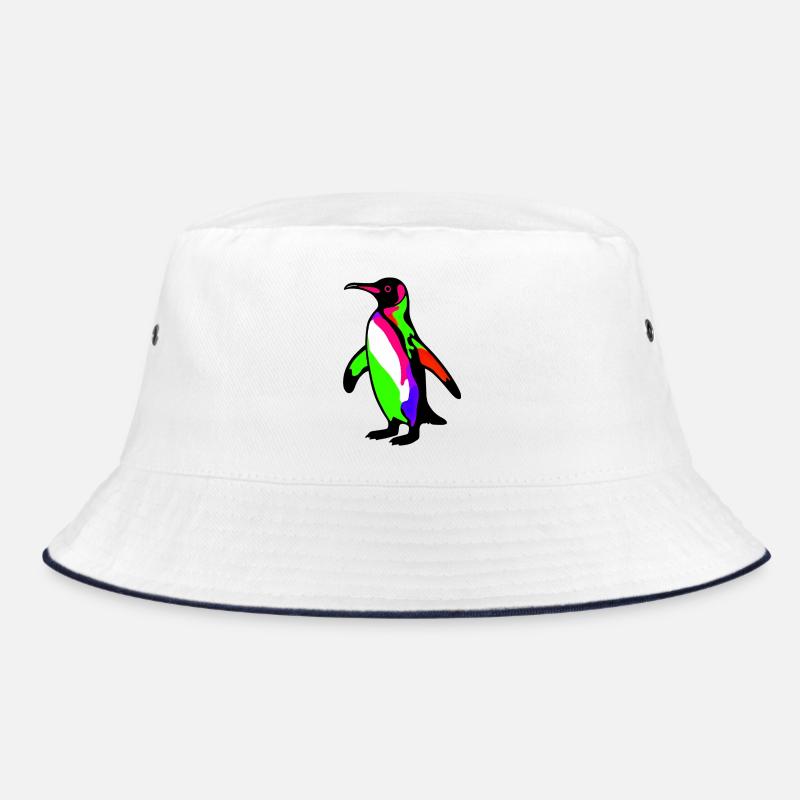 Pinguin - Bucket Hat - Weiß/Navy