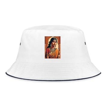 India Indian Woman Beautiful Punjab - Bucket Hat - white/navy - Front
