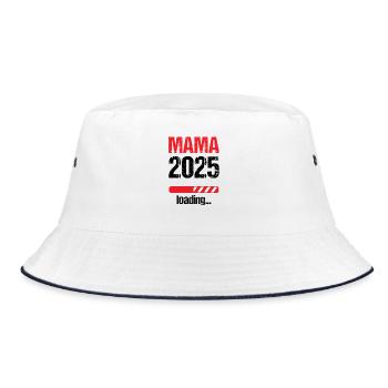Mama 2025 Geschenk Frauen Damen Mutter Schwanger - Bucket Hat - Weiß/Navy - Vorne