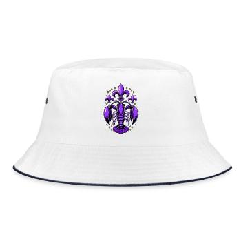 Mardi Gras crawfish with fleur-de-lis design - Bucket Hat - white/navy - Front