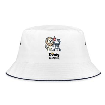 Löwe am Grill mit Krone - Bucket Hat - Weiß/Navy - Vorne