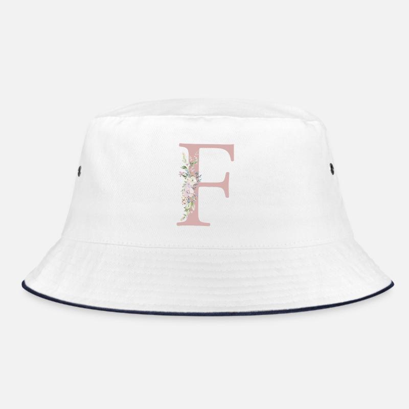 F Monogram, Floral, Customizable Bucket Hat
