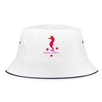 rotes Seepferd mit Sternchen - Bucket Hat - Weiß/Navy - Vorne