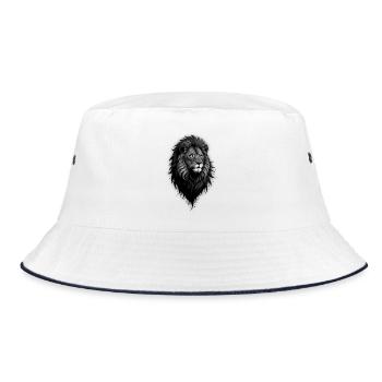 A striking portrait of a lion in black tones - Bucket Hat - white/navy - Front