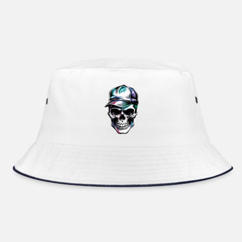 Skull with cap - Bucket Hat - white/navy