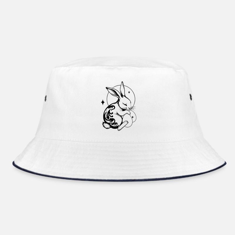 Sleeping Easter Bunny with Tribal and Eggs Bucket Hat