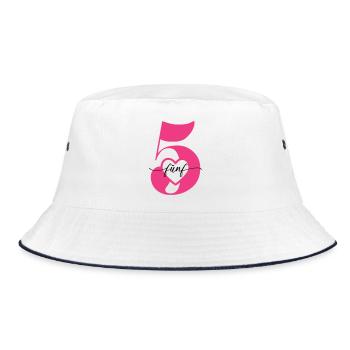 Digit Five 5 with Heart - Bucket Hat - white/navy - Front
