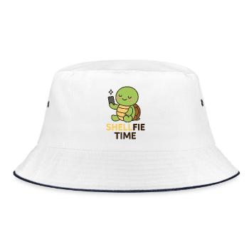 Shellfie Time – Cute Turtle Selfie - Bucket Hat - white/navy - Front