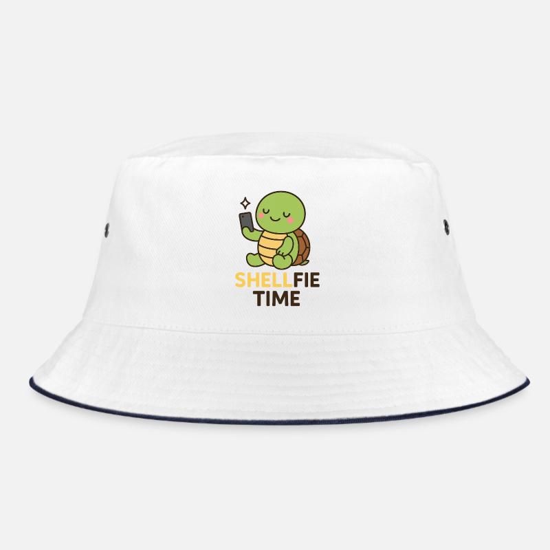 Shellfie Time – Cute Turtle Selfie - Bucket Hat - white/navy