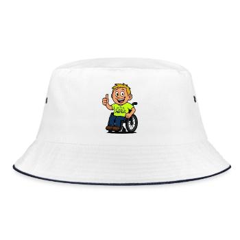 Keep staring and I'll do a wheelchair trick # - Bucket Hat - white/navy - Front