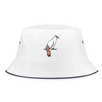 Bird Raven Dove Sitting Cable Hawk Eagle Birdie - Bucket Hat - white/navy - Front