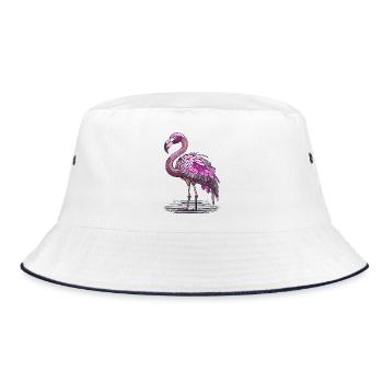 Flamingo - Bucket Hat - Weiß/Navy - Vorne