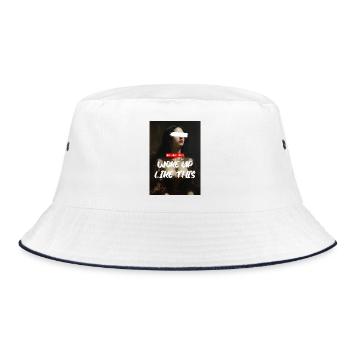 WOKE UP LIKE THIS – NeoKlassische Kunst - Bucket Hat - Weiß/Navy - Vorne
