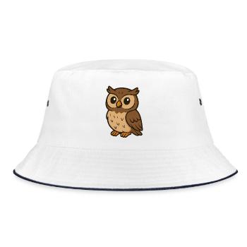 Niedliche Cartoon-Eule – Weiser Waldfreund für Kinder - Bucket Hat - Weiß/Navy - Vorne