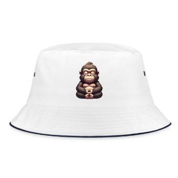 Süßer Gorilla Yoga Meditation Innere Ruhe Cartoon - Bucket Hat - Weiß/Navy - Vorne