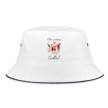 Cocktail Sommer Strand Bar Club Party Getränk - Bucket Hat - Weiß/Navy - Vorne