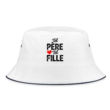 Vater und Tochter T-Shirt. Geschenkidee - Bucket Hat - Weiß/Navy - Vorne