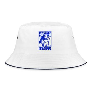 Retro Mediterranean Bandol Boat Mascot - Bucket Hat - white/navy - Front