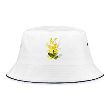 Cowslip Illustration–Partially Colored Design - Bucket Hat - white/navy - Front