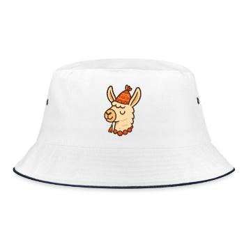 Südamerikanisches Lama im Anden-Stil - Bucket Hat - Weiß/Navy - Vorne
