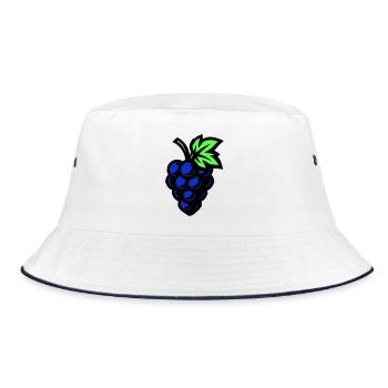 Trauben Symbol Weintrauben - Bucket Hat - Weiß/Navy - Vorne