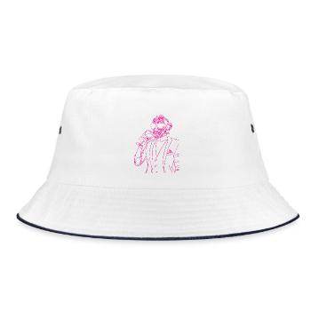 Affe Wein Glas - Bucket Hat - Weiß/Navy - Vorne