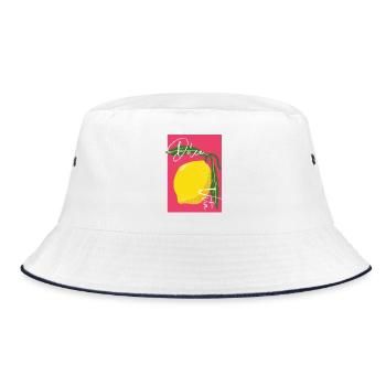 Lemon with Dolce Vita Handcrafted Writing - Bucket Hat - white/navy - Front