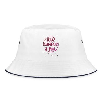 Alles Gute zum Geburtstag für Mii Funny Slide - Bucket Hat - Weiß/Navy - Vorne