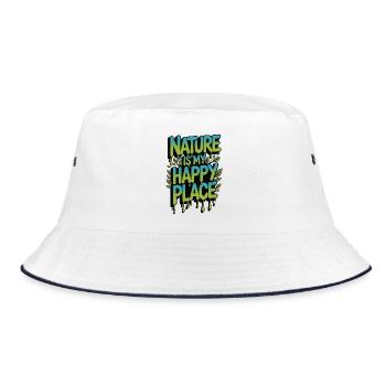 Die Natur ist mein glücklicher Ort - Bucket Hat - Weiß/Navy - Vorne