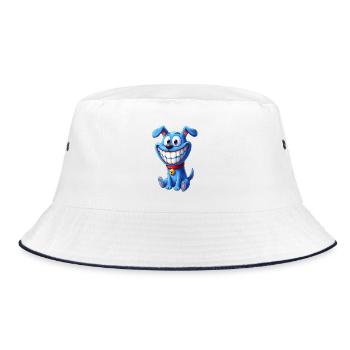 Chien joueur avec un grand sourire - Bob - blanc/marine - Devant