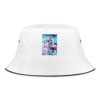 Snow Leopard Poster - Bucket Hat - white/navy - Front