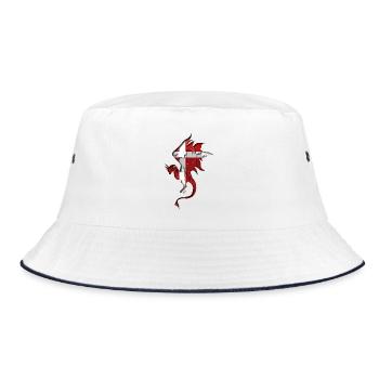 Flag of Denmark - Denmark - Dragon Silhouette - Bucket Hat - white/navy - Front
